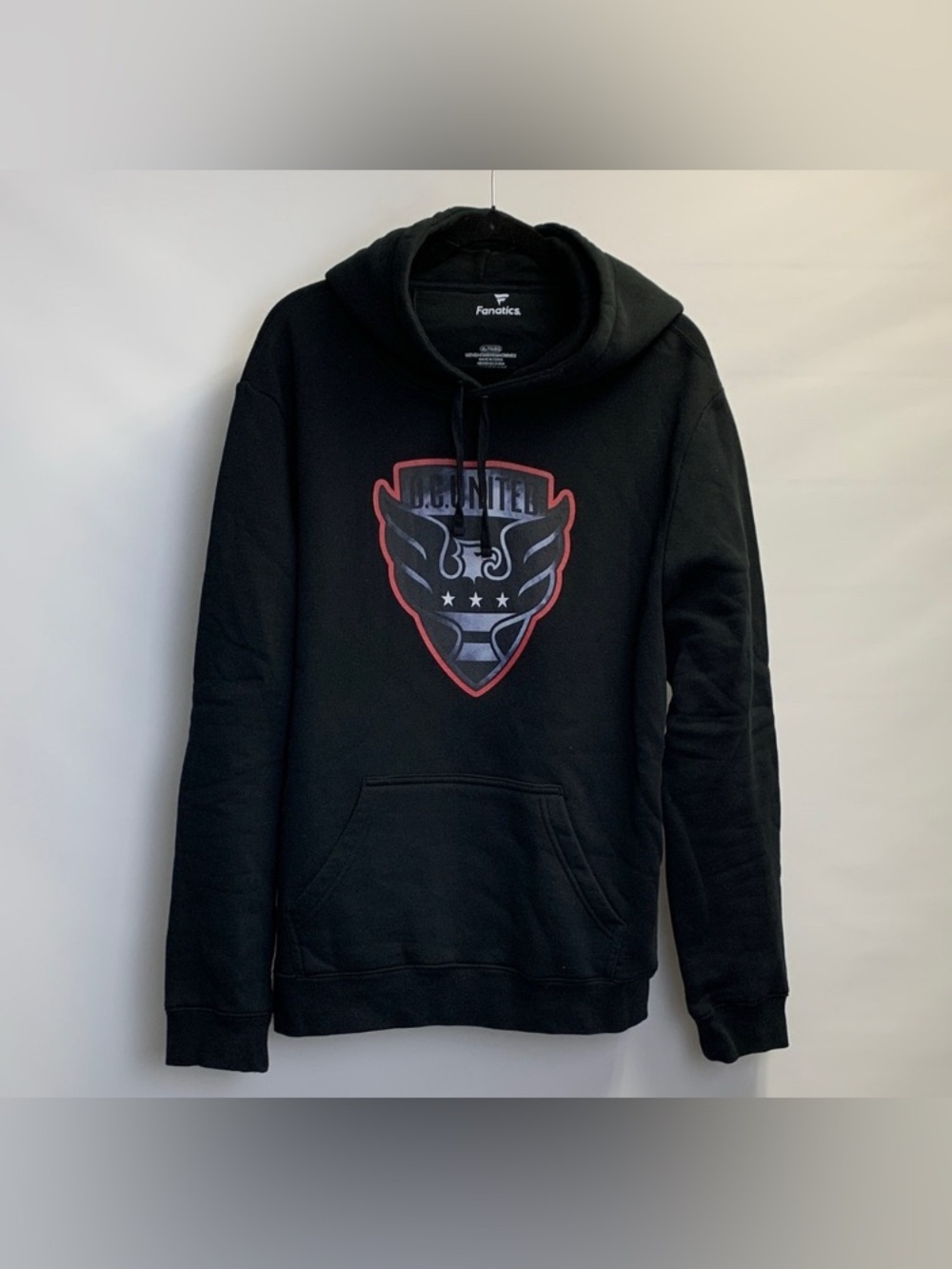 D.C. United Emblem Logo Black Fanatics Hoodie Men’s Size XL